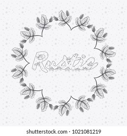 Rustic floral round frame hand drawn