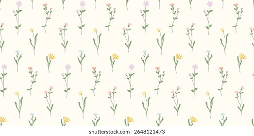 Rustic floral  vector seamless pattern