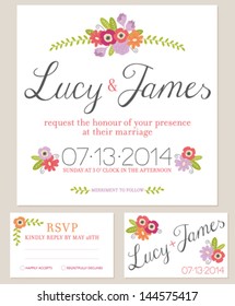 Rustic Floral Wedding Invitation Set