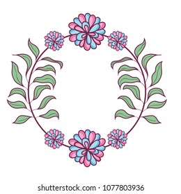 rustic flowers with petals and leaves decoration