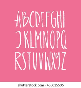 Rustic font - unique handdrawn alphabet. Latin letters drawn by brush. Vector ABC with real texture - letters isolated and easy to use for your lettering design.