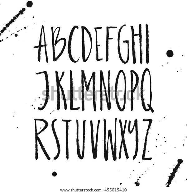 Rustic Font Unique Handdrawn Alphabet Latin Stock Vector Royalty Free 455015410