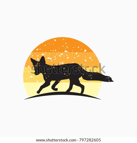 Rustic Fox logo inspiration, Fox silhouette vector islated on white backgorund, hipster logo design element