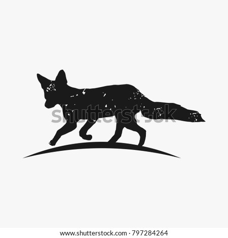 Rustic Fox logo inspiration, Fox silhouette vector islated on white backgorund, hipster logo design element