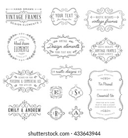 Rustic Frames Set - Rustic vintage frames and monograms set