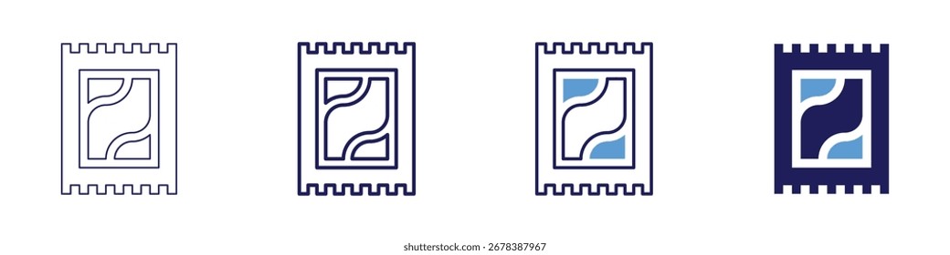 Ícone de mobiliário rústico em 4 estilos diferentes. Linha Fina, Linha, Linha Negrito, Duotônico. Estilo duotônico. Traçado editável.