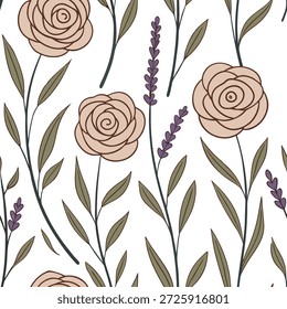 Rustic garden flowers seamless tile pattern with hand drawn sunflowers and wildflowers in earthy tones ideal for farmhouse kitchens concept as Hand drawn sunflowers and wildflowers in earthy tones create rustic seamless tile pattern perfect for farmhouse kitchens in Photo Stock Concept and empty space on the left side,no text --ar 7:2 --tile