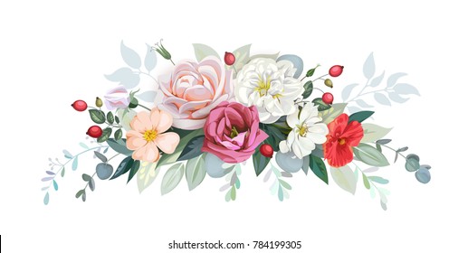 Rustic garland of pale roses
