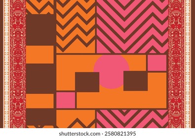 Rustic geometric herringbone layered with botanical embellishments for warm wallpapers, cozy gift wraps, and nature-inspired textiles.