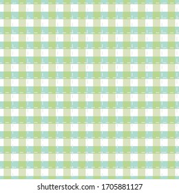 Rustic gingham plaid seamless vector pattern in pastel green colors. Simple classic surface print design. Can be tiled on fabrics, stationery and packaging.