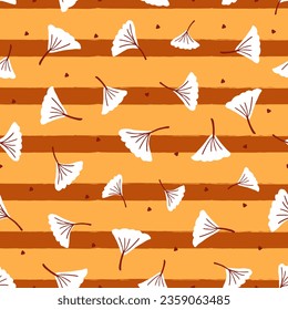 Rustic Ginkgo Leaves Whimsy Vector Seamless Pattern can be use for background and apparel design