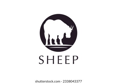 Rustic Goat Head Horns Silhouette logo design inspiration
