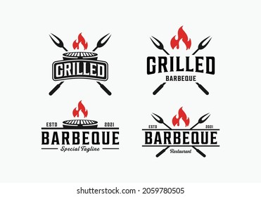 Rustic Grilled Barbecue Logo Design