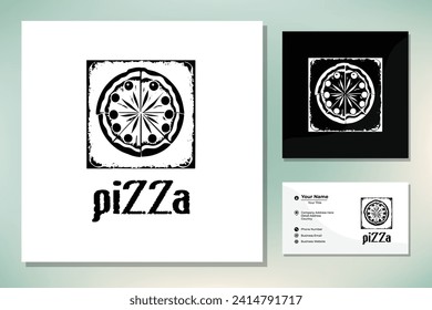 Rustic Grunge Lettering Typography of Pizza logo design
