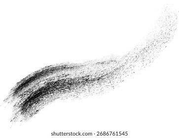 Rustikale farbige Textur, schwarze körnige Textur einzeln auf weißem Hintergrund. Staubüberlagerung. Dunkles Rauschgranulat. Digital generiertes Bild..eps10