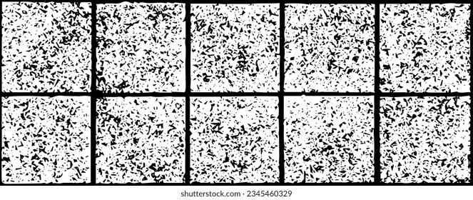 Rustic grunge vector texture with grain and stains. Abstract noise background. Weathered surface. Dirty and damaged. Detailed rough backdrop. Vector graphic illustration with transparent white. EPS10.