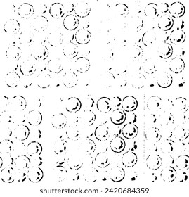 Rustic grunge vector texture with grain and stains. Abstract noise background. Weathered surface. Dirty and damaged. Detailed rough backdrop. Vector graphic illustration with transparent white. EPS10.