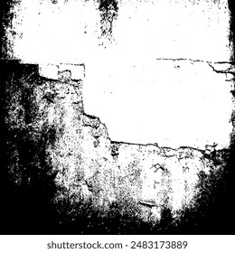 Rustic grunge vector texture with grain and stains. Abstract noise background. Weathered surface. Dirty and damaged. Detailed rough backdrop. Vector graphic illustration with transparent white. EPS10.