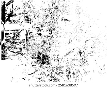 Rustic grunge vector texture with grain and stains. Abstract noise background. Weathered surface. Dirty and damaged. Detailed rough backdrop. Vector graphic illustration with transparent white. EPS10.