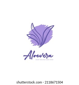 Rustic hand drawn aloevera logo icon template concept