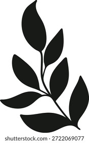 Rama rústica de hojas dibujadas a mano, elemento botánico minimalista para diseño natural