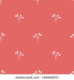 rustic hand drawn red berries vector seamless pattern. christmas branches and berries background
