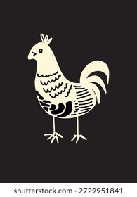 rustic hand painted chicken folk design