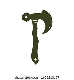 Rustic hand-drawn hatchet logo, black ink sketch on plain white background