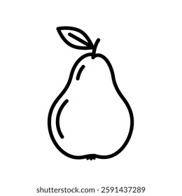Rustic Hand-Drawn Pear Line Art – Black and White Vector for Labels, Packaging, and Botanical Illustrations
