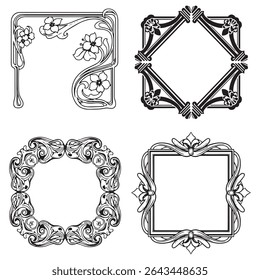 Rustic Hand-Drawn Vintage Decorative Floral Frames Vector Collection
