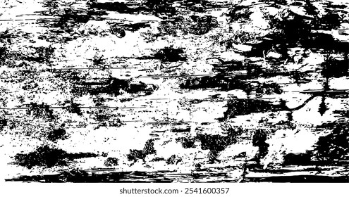 Fondo rústico de alto contraste en blanco y negro. Tronco de árbol dañado sin corteza en Vector. Superficie de madera agrietada para efecto envejecido