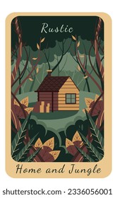 Rustic home and Jungle background illustration