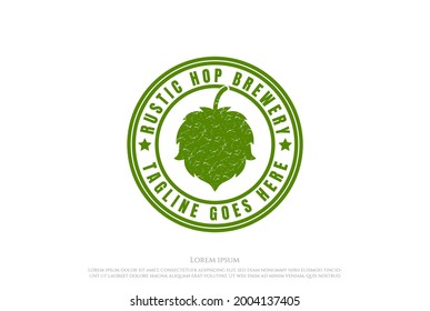Rustic Hop Hops Badge Brewing Brewery Label Stamp Logo Design Vector