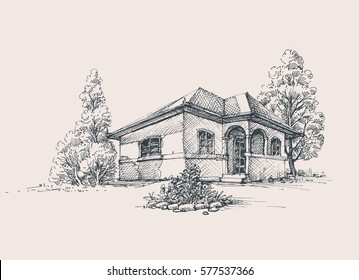 Rustic House Exterior Sketch