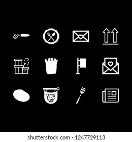 rustic icon set about side up, potato, utensil and newspapper vector set