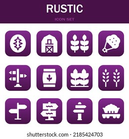 rustic icon set. Vector  illustrations related with Sourdough, Barn and Wheat
