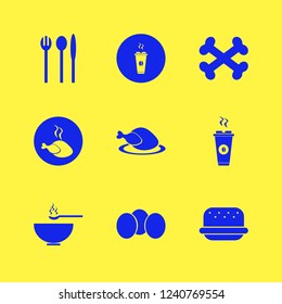 rustic icon. rustic vector icons set burger, bones, hot coffee and eggs