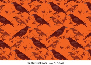 Estilo de tinta rústica padrão sem costura com elementos de Halloween, perfeito para tecido, envoltório de presente, embalagem, papéis de parede, convites, fundos digitais