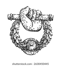 rustic iron door knocker hand drawn. decorative ornate, traditional handcrafted, unique heavy rustic iron door knocker vector sketch. isolated black illustration