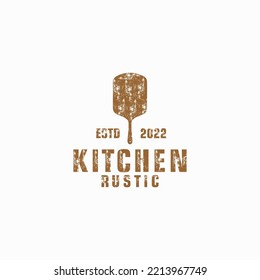 rustic kitchen vintage logo with cutting board vector design