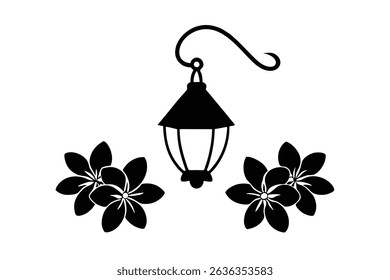 rustic lamp with frangipani border on white backgr.eps