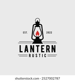 Rustic lantern lamp logo for retro vintage home decoration.