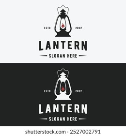 Logotipo rústico de la lámpara de la linterna para la decoración casera vintage retro.