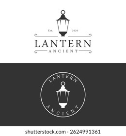 Rustic lantern lamp logo for retro vintage home decoration.