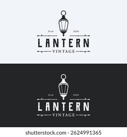 Rustic lantern lamp logo for retro vintage home decoration.