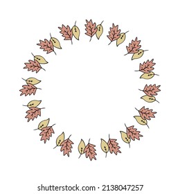 Rustic leaves frame isolated on white background.  Perfect for invitations, cards and print. Floral vector illustration for decor and design.