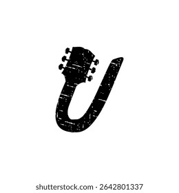 Rustic Letter U and Guitar Headstock Logo Design