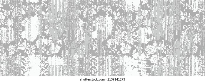 Rustic  linen,  washed coat surface tile jacquard, floral, line, geometric texture digital printing pattern design. Yarns for sports style. Vector fabric seamless Abstract natural textured for floors