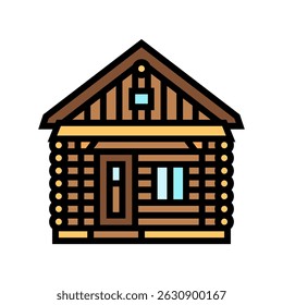 vetor de ícone de cor de madeira rústico da cabine de madeira. símbolo isolado ilustração