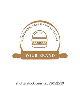 Rustic Logo Design Featuring a Homemade Burger Emblem for Your Business